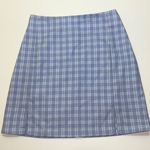 Blue plaid skirt